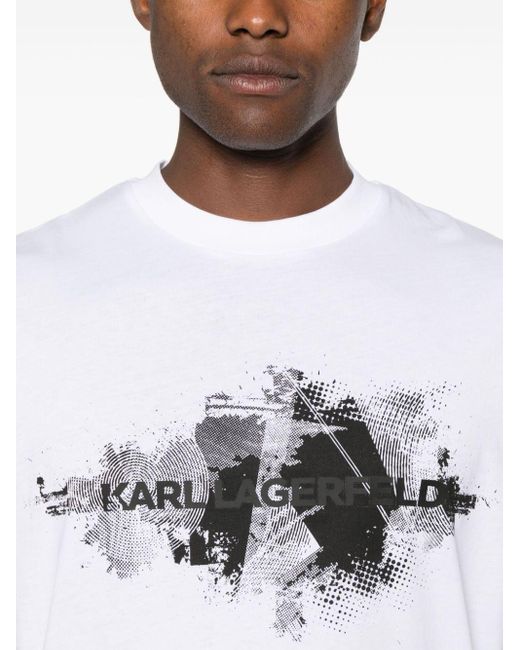 メンズ Karl Lagerfeld ロゴ Tシャツ White