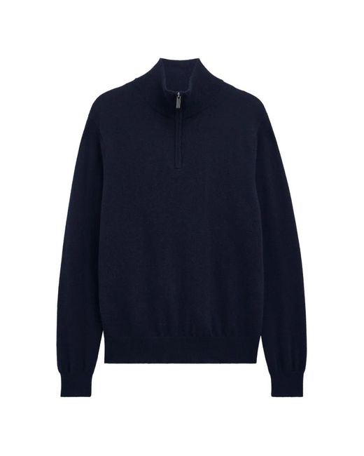 Pringle of Scotland Blue Quarter-Zip Cashmere Sweater for men
