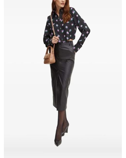 Camicia Crop A Fiori di Silvian Heach in Black