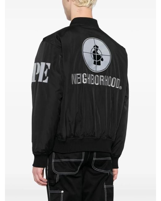 Neighborhood Black X Public Enemy X Majestic Logo-Embroidered Bomber Jacket for men