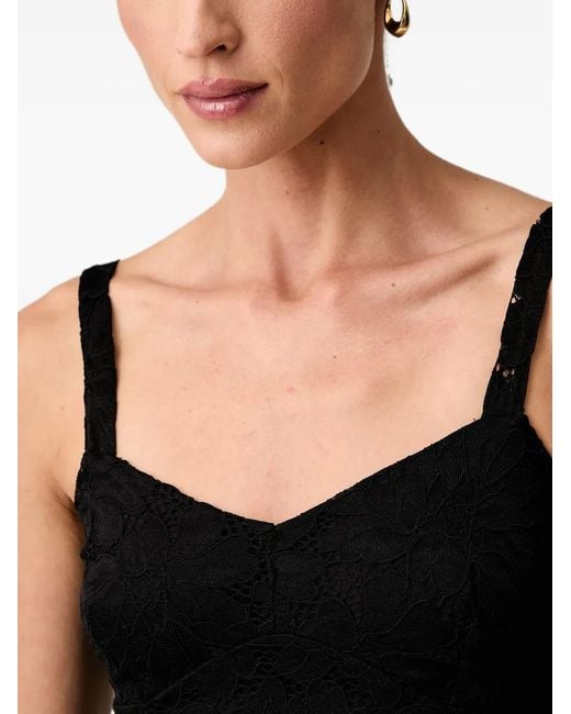 Guess Black Floral-Lace Corset Top