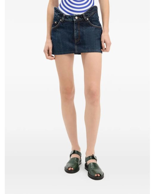 Jean Paul Gaultier Blue Denim Mini Skirt With V-Waist