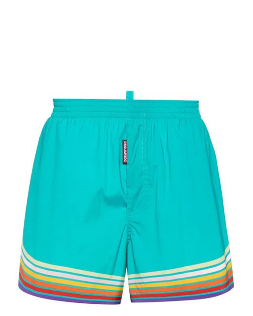 DSquared² Blue Stripe-detail Swim Shorts for men