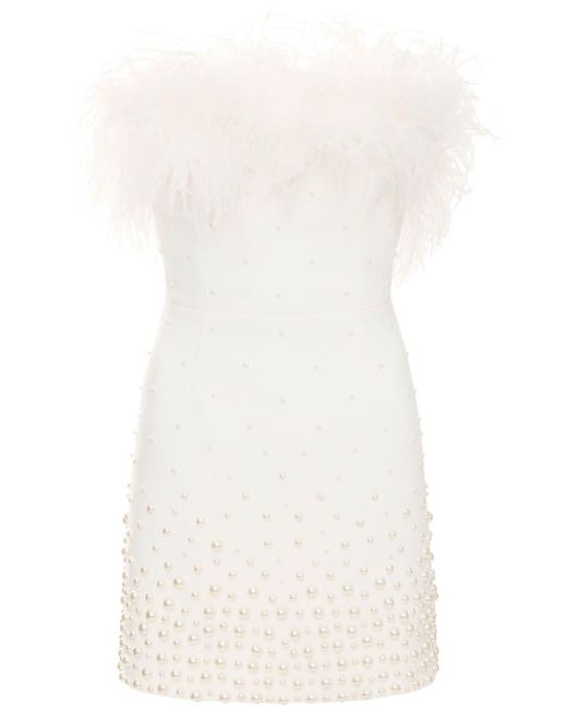 Rebecca Vallance White Therese Faux Pearl-embellished Mini Dress