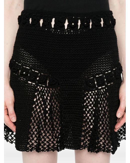 Judy Turner Black Floret Crochet Mini Skirt