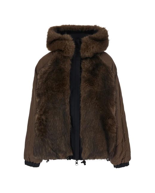 VALENTINI 1972 Black Faux-Fur Trim Hooded Jacket