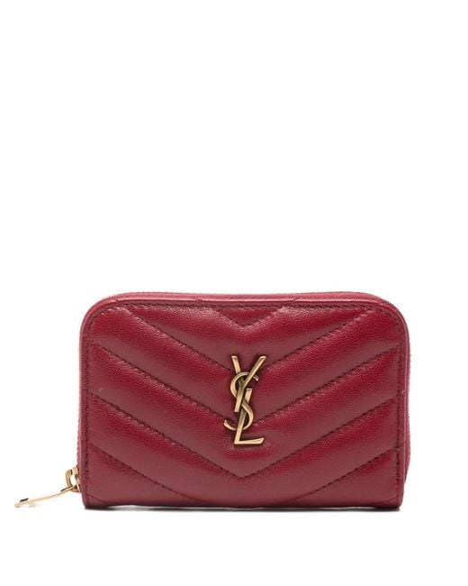 Saint Laurent Red Chevron Logo Wallet