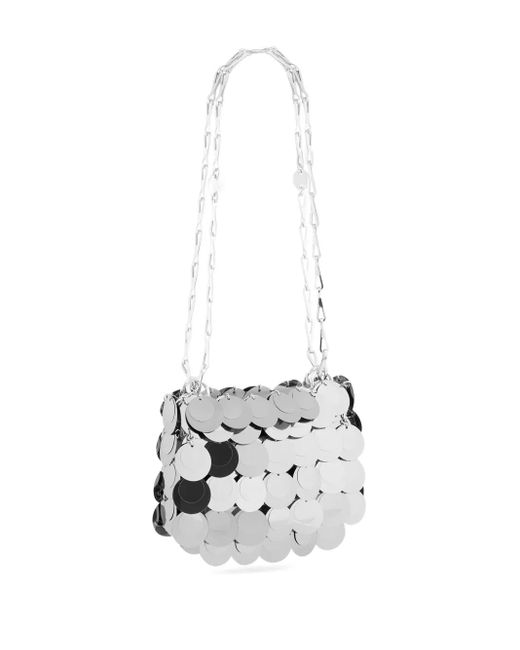 Rabanne White Sparkle Multi-Layered Chain Mini Bag