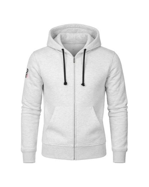 PODHIO Gray Logo-Embroidered Zip Hoodie for men