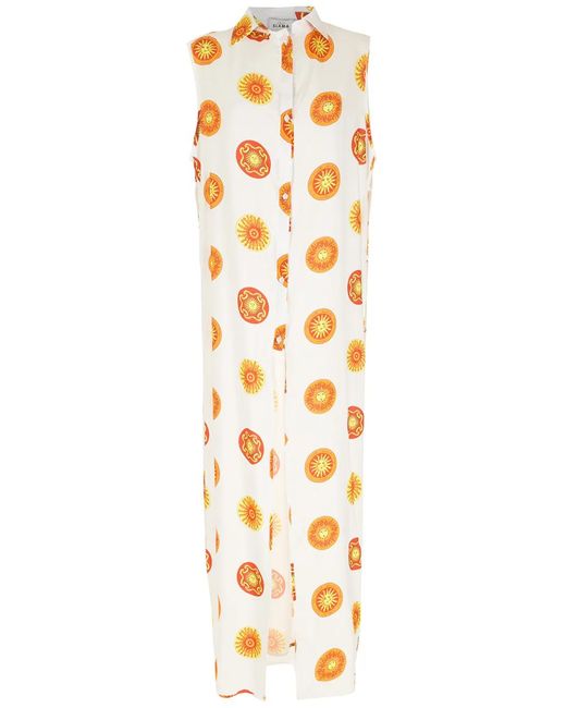 Amir Slama Metallic Print Sol Long Beach Dress