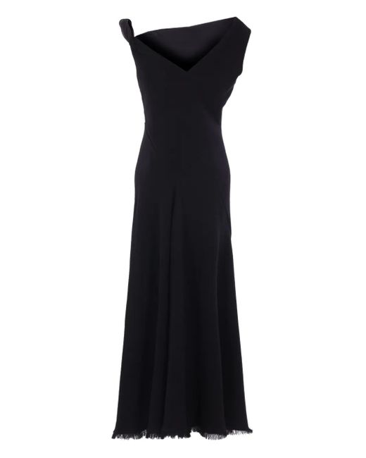 The Row Maxi-Jurk Met Asymmetrische Hals En Franje in het Black