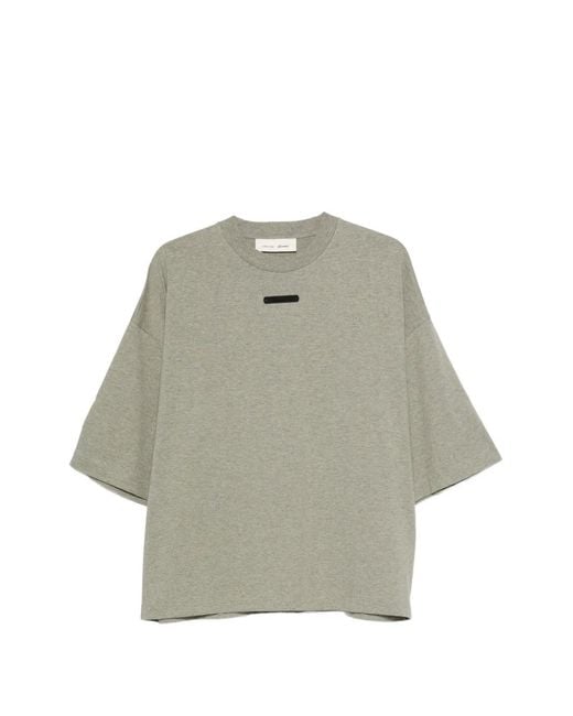 Fear Of God Gray Essentials Logo-Patch T-Shirt for men