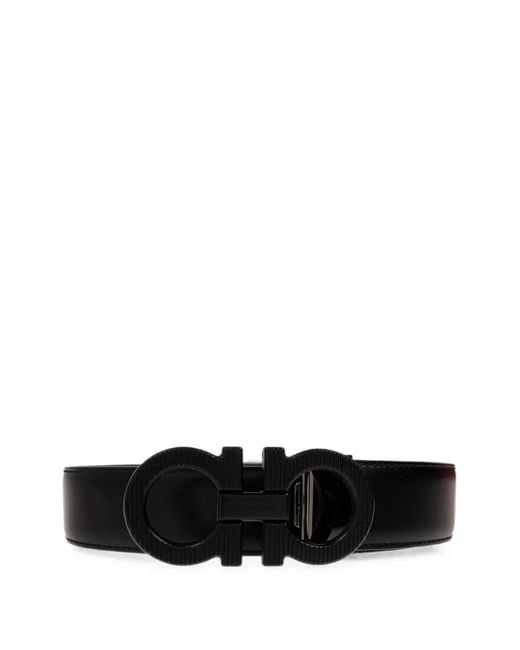 Ferragamo White Reversible And Adjustable Knurled Gancini Belt for men