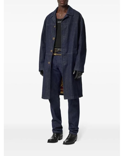 Versace Blue Wide-Leg Cotton Jeans for men