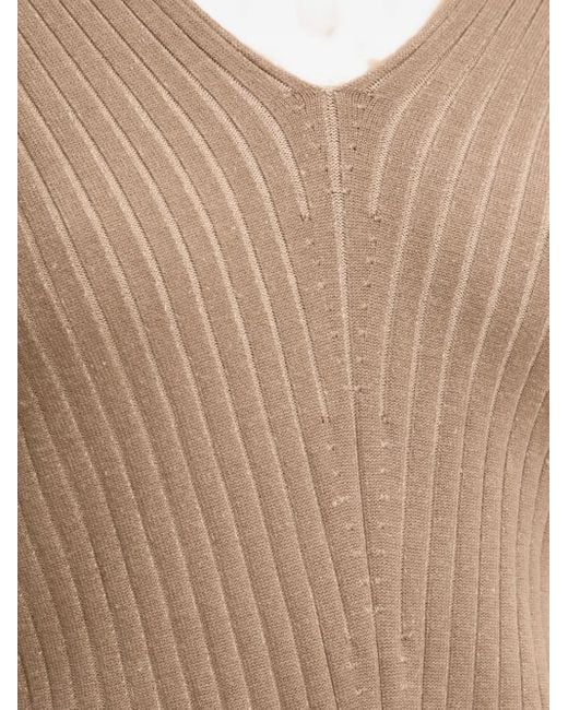 Maglione Con Scollo A V di DKNY in Natural