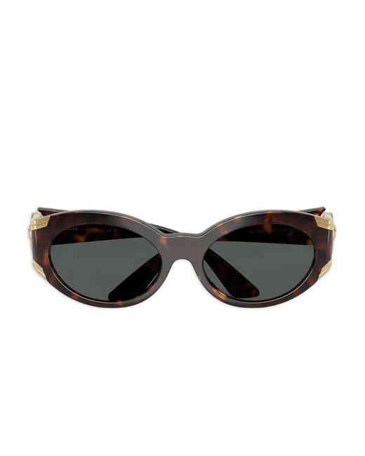 Versace Gray Medusa Biggie Oval-Frame Sunglasses