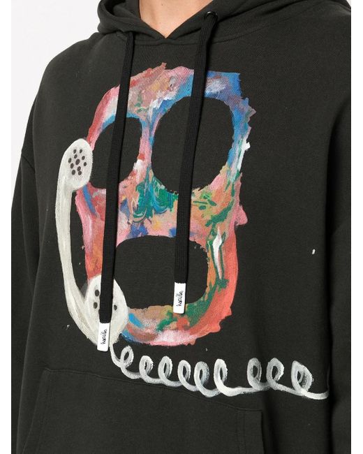 Haculla Black Graphic-Print Hoodie for men