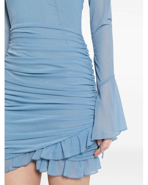 De La Vali Blue Galle Keyhole-neck Chiffon Mini Dress