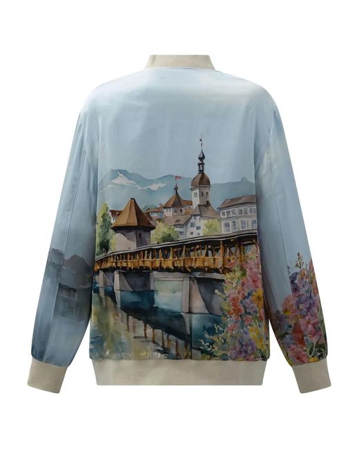 SLEEP NO MORE Blue Zip Print Jacket