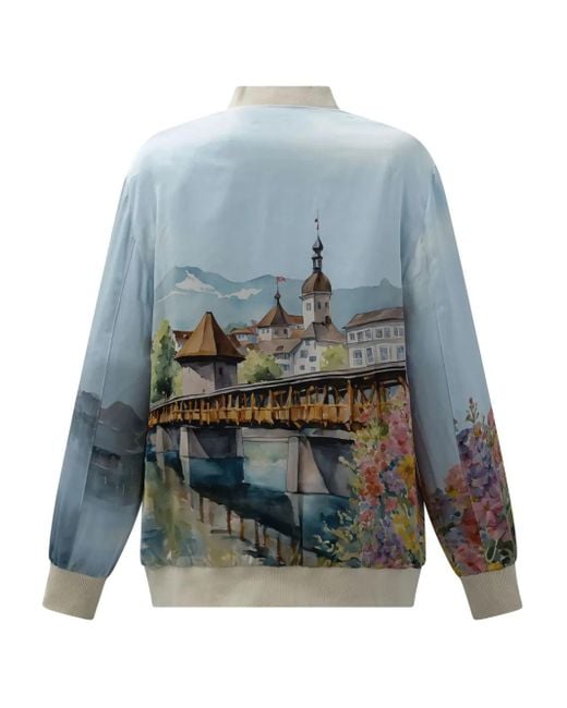 SLEEP NO MORE Blue Zip Print Jacket