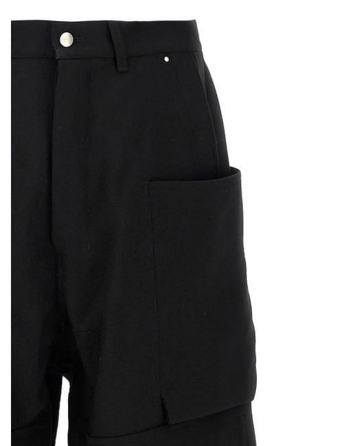 Rick Owens Black Stefan Cargo Low-Crotch Trousers for men