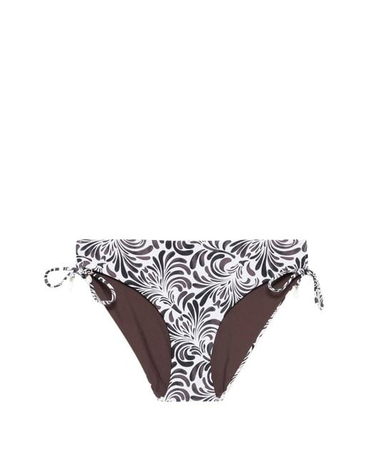 Twinset White Botanical-Print Side-Tie Bikini Bottoms