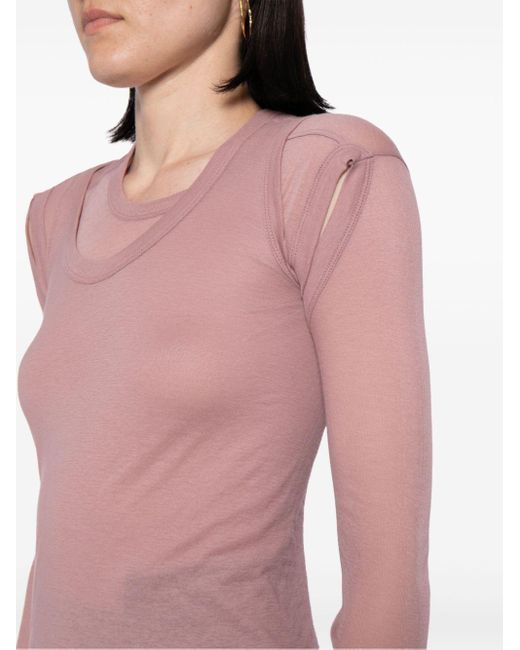 Rick Owens Pink Layered Distressed-effect Top