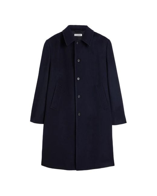 Jil Sander Blue Single-Breasted Wool Coat for men
