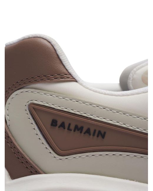 メンズ Balmain &ブラウン Run-row レザースニーカー Multicolor