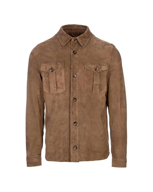 KIRED Brown Buttoned Flap-Pocket Overshirt for men