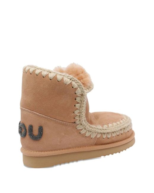 Mou Brown Eskimo 18 Suede Appliqué Boots