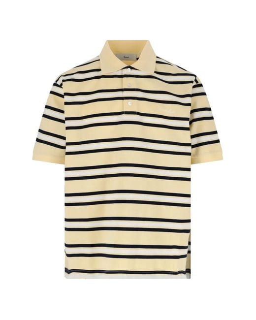 DUNST Yellow Striped Polo Shirt