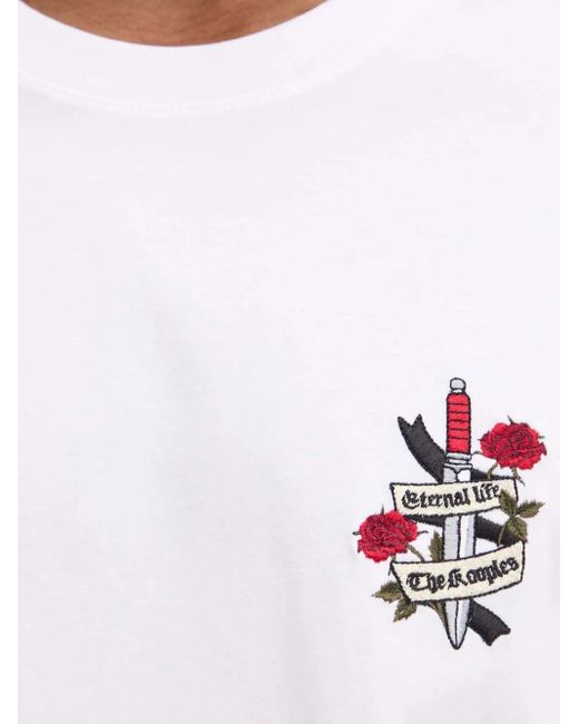 The Kooples White Embroidered-Detail Crew-Neck T-Shirt for men