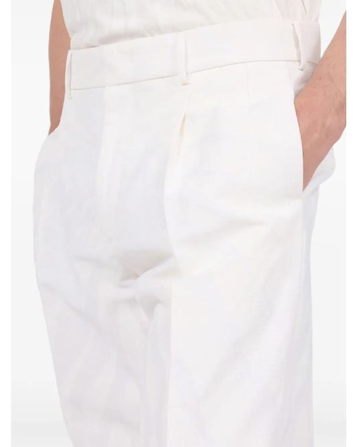 Roberto Cavalli White Ray-Print Trousers for men