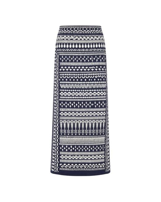 Temperley London White Tlalli Knit Patterned Midi Skirt
