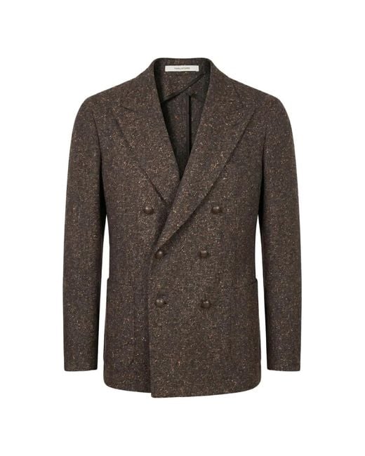 Tagliatore Brown Double-Breasted Wool Blazer for men