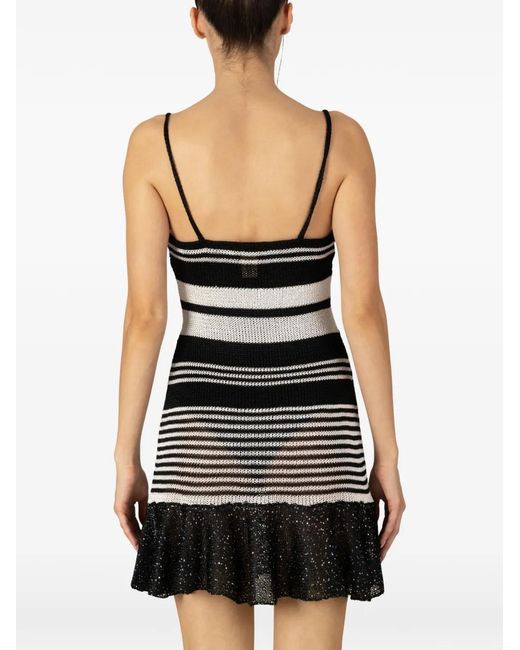 Paramidonna Lea Striped Crochet Dress in Black