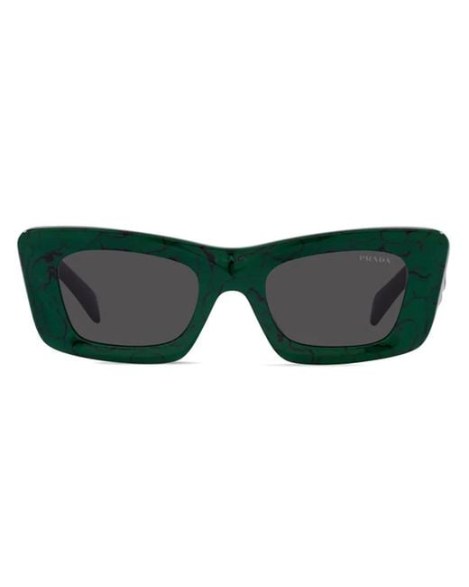 Prada Green Marble-Effect Rectangle Sunglasses
