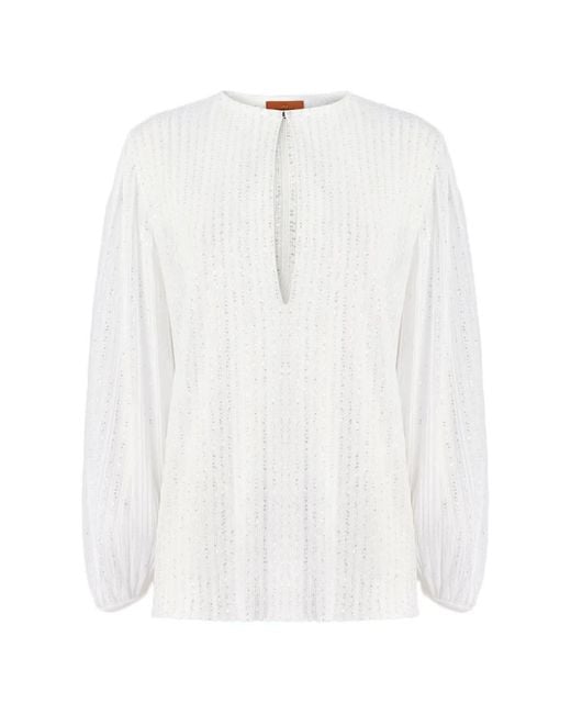 Missoni White Balloon-Sleeve Blouse