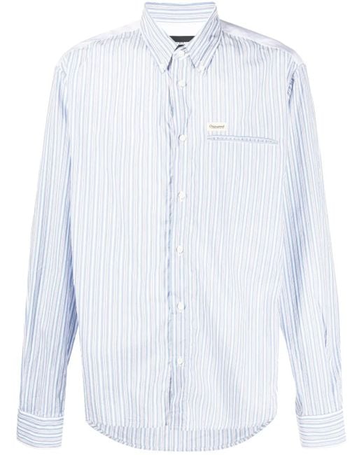DSquared² White Logo-Patch Cotton Shirt for men