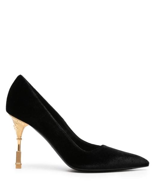 Balmain Black Moneta 100Mm Velvet Pumps