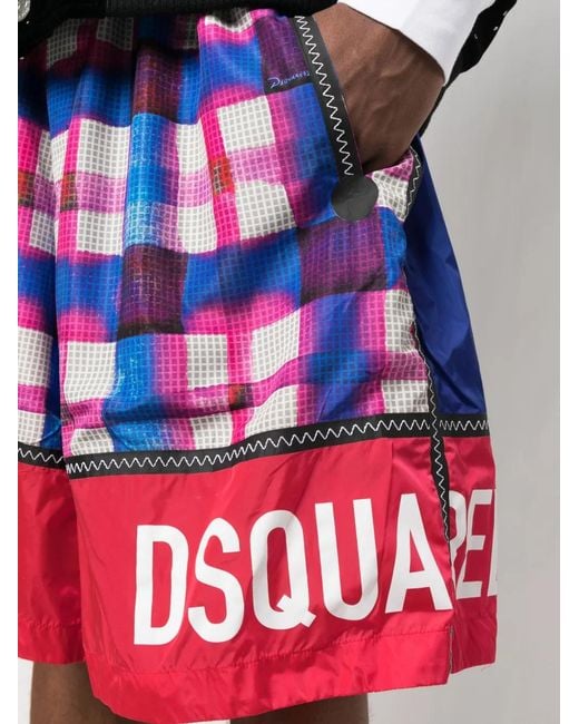 DSquared² Red Panelled-Design Deck Shorts for men