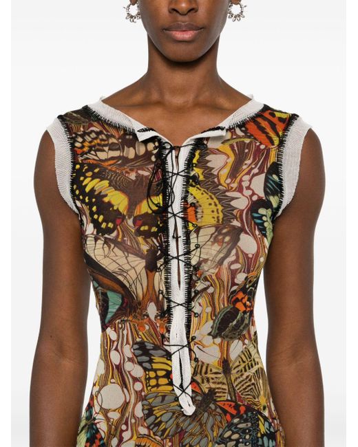 Jean Paul Gaultier Maxi-jurk Met Print in het Multicolor