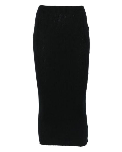 Courreges Black Ribbed Midi Skirt