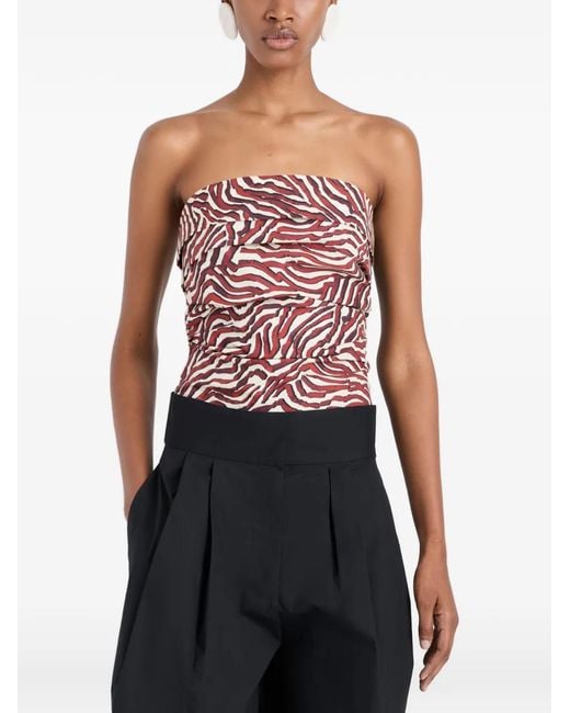 Proenza Schouler Red Maisy Strapless Poplin Top