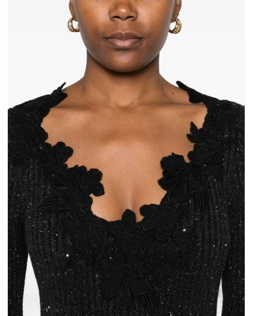 Giambattista Valli リブニットドレス Black