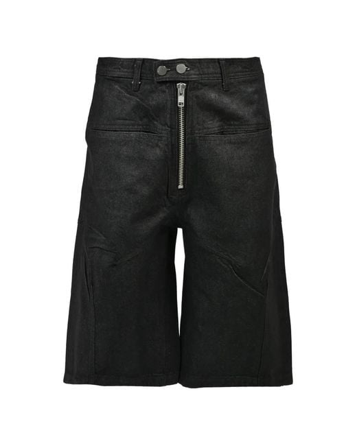 FILTH Black Waxed Panelled Shorts for men