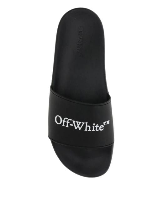Off-White c/o Virgil Abloh Black Bookish Logo-Embellished Slides for men