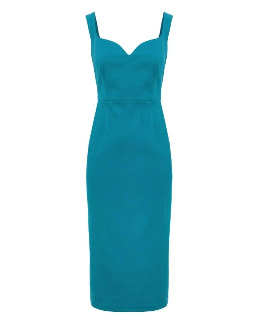 CuAnna Blue Susie Sweetheart-Neck Midi Dress