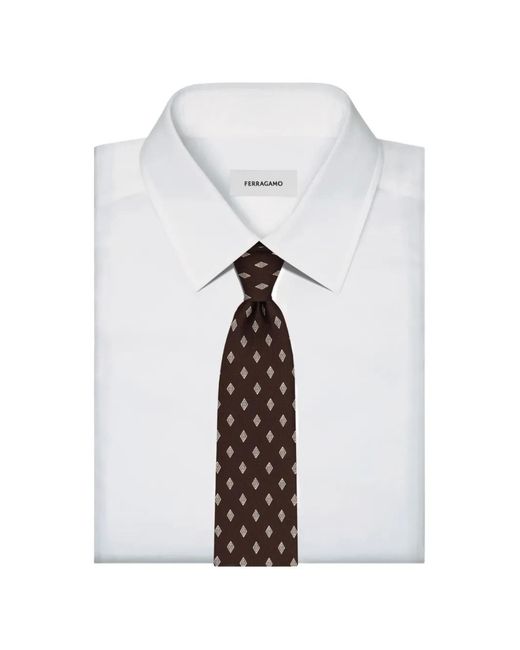 Ferragamo White Cravate En Soie Imprimée Micro Gancini for men